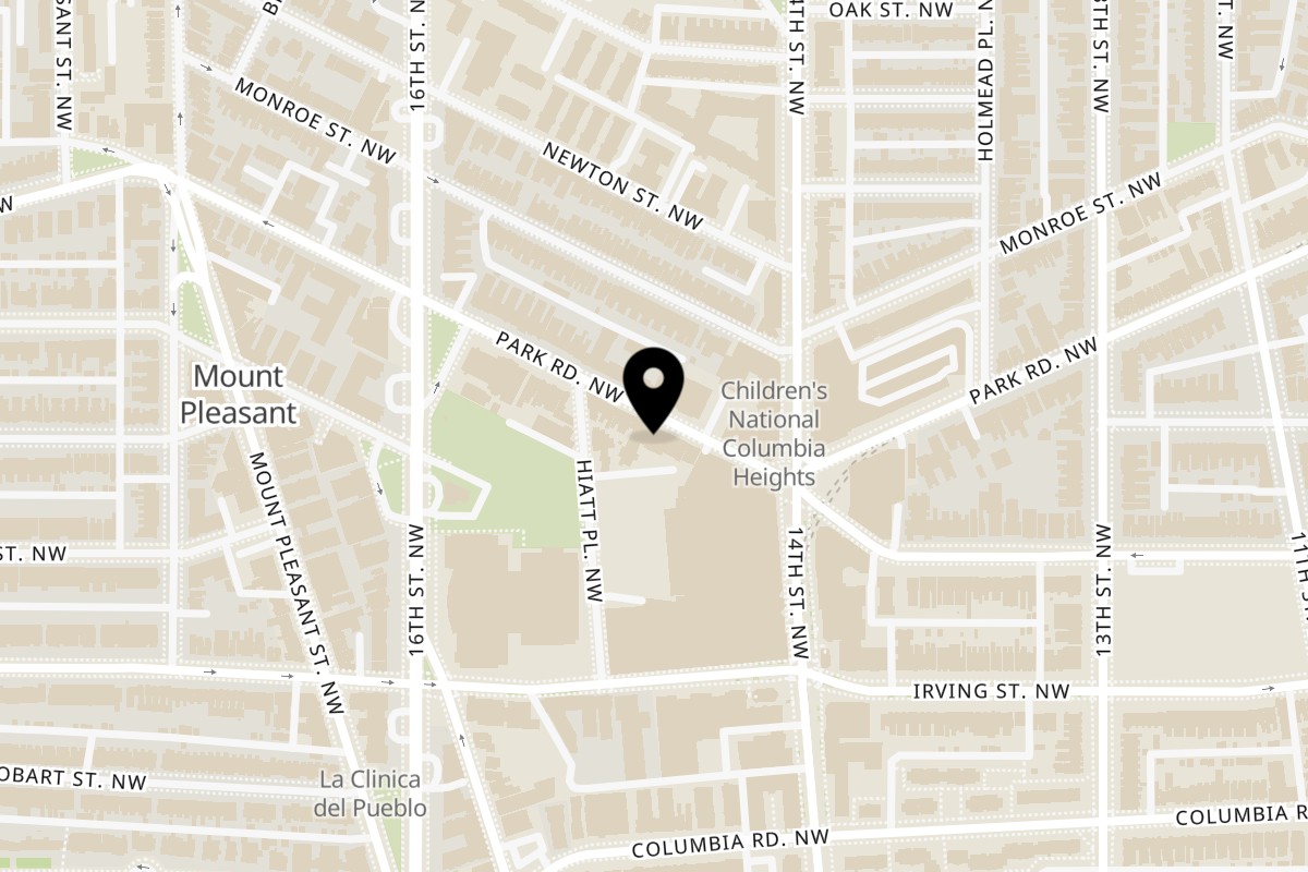 Map showing the location of Pho 14 Pho 14 - Columbia Heights on 1436 Park Rd NW in Washington